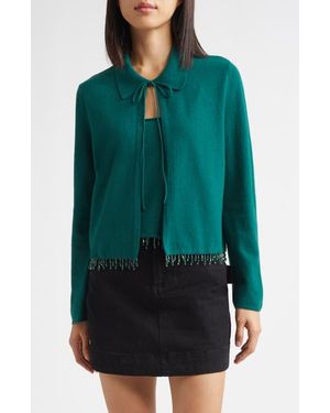 Bode Lodge Beaded Cashmere Cardigan - Green