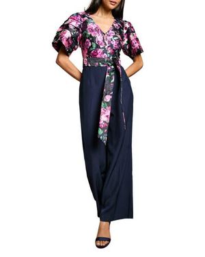 Coast Printed Tiered Sleeve Organza Jumpsuit - Blue