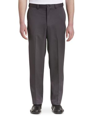 Oak Hill by DXL Big & Tall Microfiber Waist-Relaxer Pants - Gray