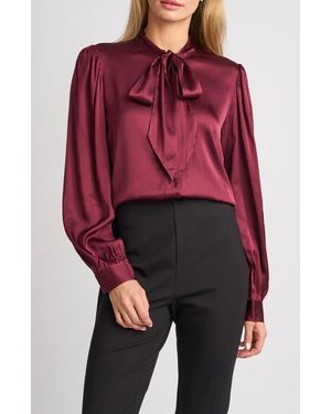 Ted Baker Denise Tie Neck Satin Top - Red