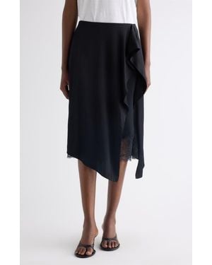 Acne Studios Inouka Layered Satin & Lace Skirt - Black