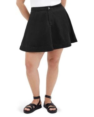 City Chic Flared Denim Skirt - Black