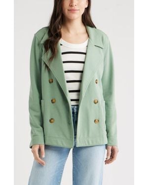 Caslon Double Breasted Knit Blazer - Green