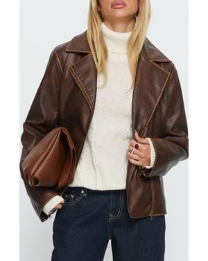 Princess Polly Vyolette Faux Leather Jacket - Brown