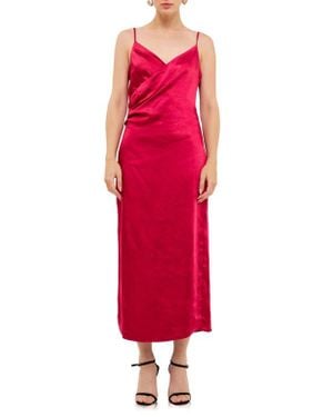 Endless Rose Surplice Satin Slipdress - Red