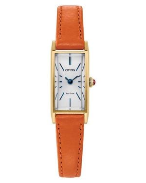 Citizen Fio Tank Leather Strap Watch, 14.3Mm X 30.7Mm - Multicolor