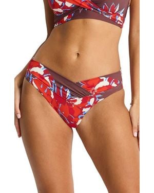Sea Level V-Front Mid Rise Bikini Bottoms - Red