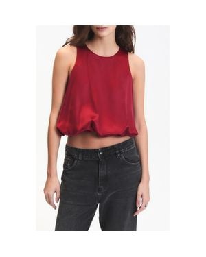 DELUC Leonard Crop Sleeveless Satin Top - Red