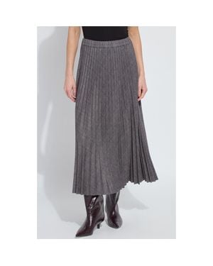Lyssé Pierra Pleated Ponte Midi Skirt - Gray