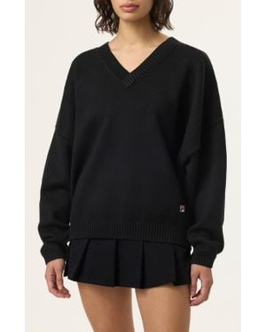 Fila X Hailey V-Neck Oversize Sweater - Black