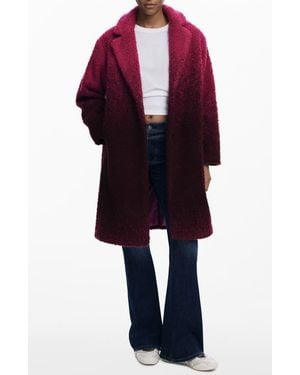 Desigual Ombré Faux Fur Longline Coat - Black