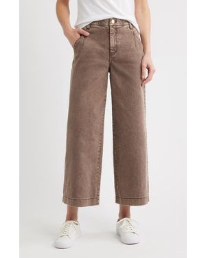 Wit & Wisdom Wyatt Skyrise Washed Ankle Wide Leg Jeans - Brown