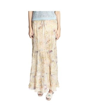 Anna Sui Oasis Blooms Tiered Skirt - Natural