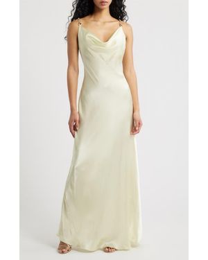 Jump Apparel Solid Long Satin Slip Dress - Natural