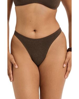 Bondeye Scene High Leg Cheeky Bikini Bottoms - Brown