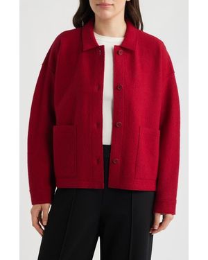 Eileen Fisher Classic Collar Wool Jacket - Red