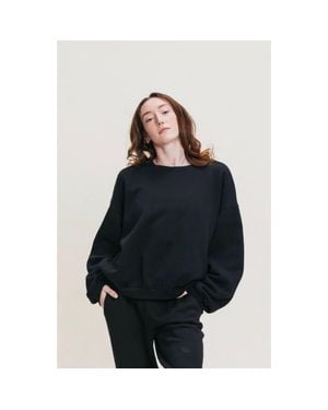 Ocio Organic Cotton Teddy Oversized Crewneck - Black