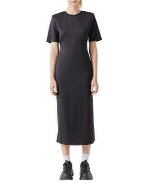 Grey Lab Power Shoulder Maxi Dress - Black