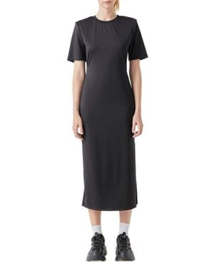 Grey Lab Power Shoulder Maxi Dress - Black