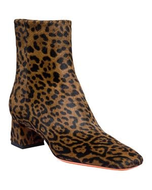 Santoni Animal-Print Cavallino Ankle Boot - Brown