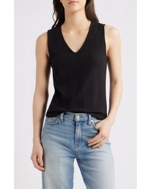 Wit & Wisdom V-Neck Rib Tank - Black