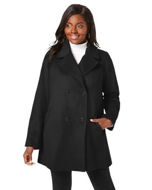 Jessica London A-Line Wool Peacoat - Black