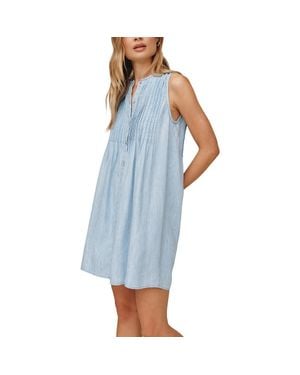 Bella Dahl Pintuck Sleeveless Denim Minidress - Blue