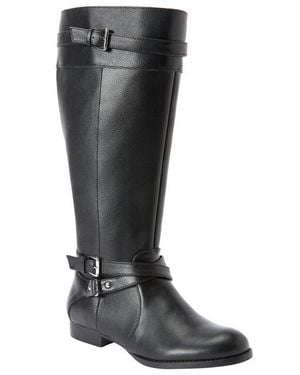 Comfortview The Janis Wide Calf Leather Boot - Black