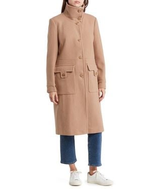Andrew Marc Almedia Wool Blend Twill Coat - Blue