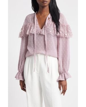 Lipsy Lace Frill Clip Dot Top - Pink