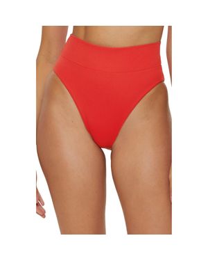 Becca Modern Edge High Waist Bikini Bottoms - Red