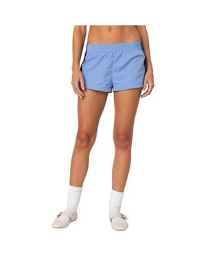Edikted Nikki Stripe Nylon Shorts - Blue