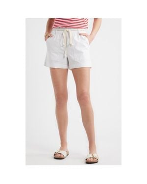 Caslon Cotton & Linen Blend Paperbag Waist Shorts - White