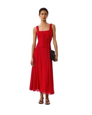 Whistles Square Neck Wide Strap Maxi Dress - Red