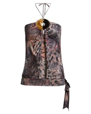 Jaded London Plunge Cutout Halter Top - Brown