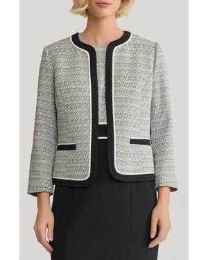 Kasper Contrast Detail Tweed Jacket - Gray