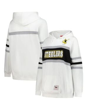 Mitchell & Ness Pittsburgh Steelers Plus Size Head Coach Throwback Pullover Hoodie - White