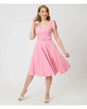Unique Vintage Prairie Swing Dress - Pink