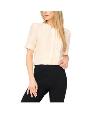Halogen® Pintuck Pleat Button-Up Top - Natural