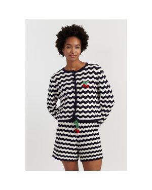 Chinti & Parker Cotton Cherry Crochet Cardigan - Multicolor