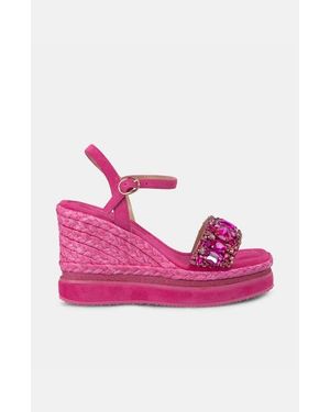 Alma En Pena. Platform Wedge With Rhinestones - Pink