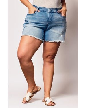 Slink Jeans Raw Hem Cutoff Denim Shorts - Blue