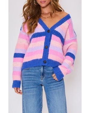 Vici Collection Mood Boost Stripe Cardigan - Blue