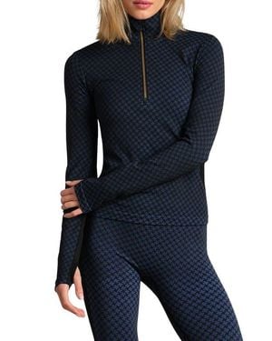 Rhone Houndstooth Seamless Half-Zip Pullover - Blue