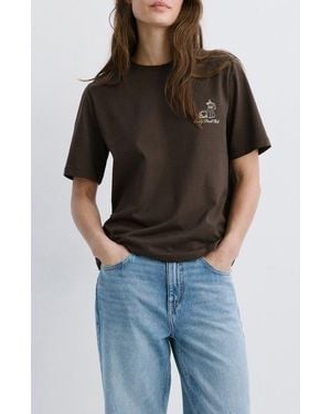 Mango Embroidered Cotton T-Shirt - Black