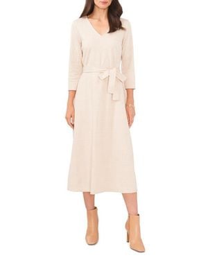 Chaus Houndstooth Plaid Jacquard Midi Dress - Natural