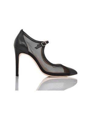 Joan Oloff Shoes Rebecca Mesh & Leather Pump - Black