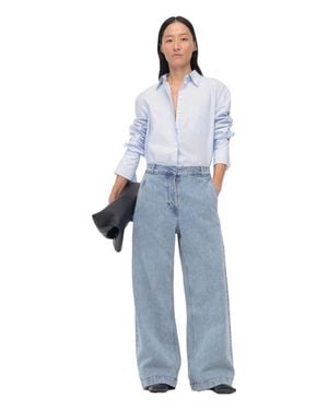 Another Tomorrow Wide Leg Organic Denim Pants - Blue
