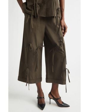 Renaissance Renaissance Bunny Bow Detail Cotton Wide Leg Pants - Green