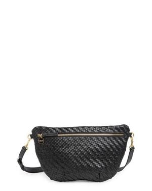 Clare V. Grande Woven Leather Belt Bag - Gray